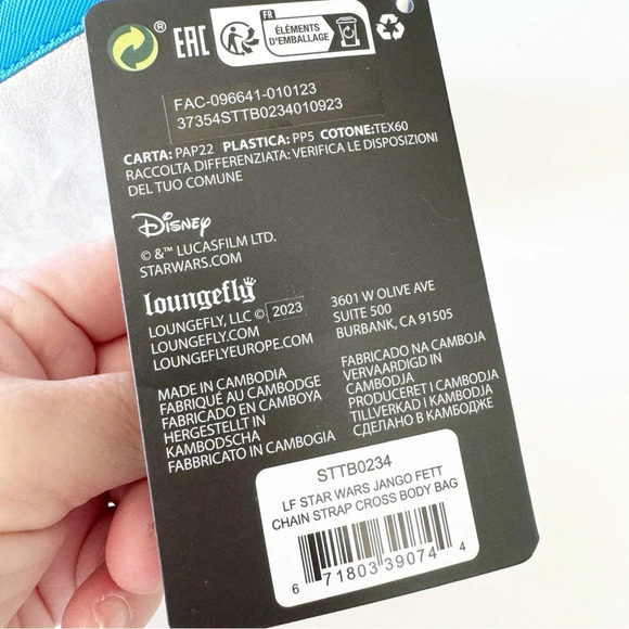 Loungefly Jango Fett Crossbody Bag Purse‎ Chain Strap Disney Star Wars New w Tag - Picture 7 of 11